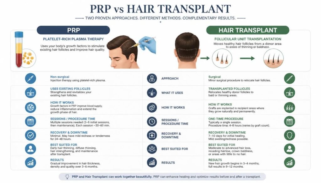 PRP vs Hair Transplant: Which Treatment Is Better for Hair Loss?
